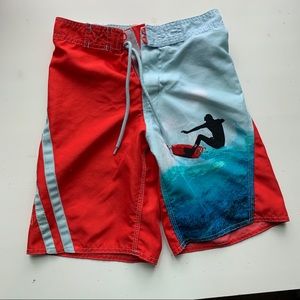 Red Swim Trunks w/Surfer Image